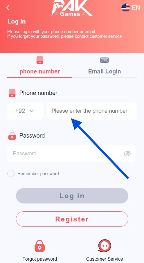 Enter your registered mobile number